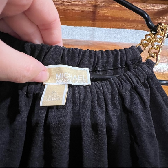 Michael Kors Tiered Black Dress with gold accents on collar Women’s Xlarge‎ - Picture 2 of 3